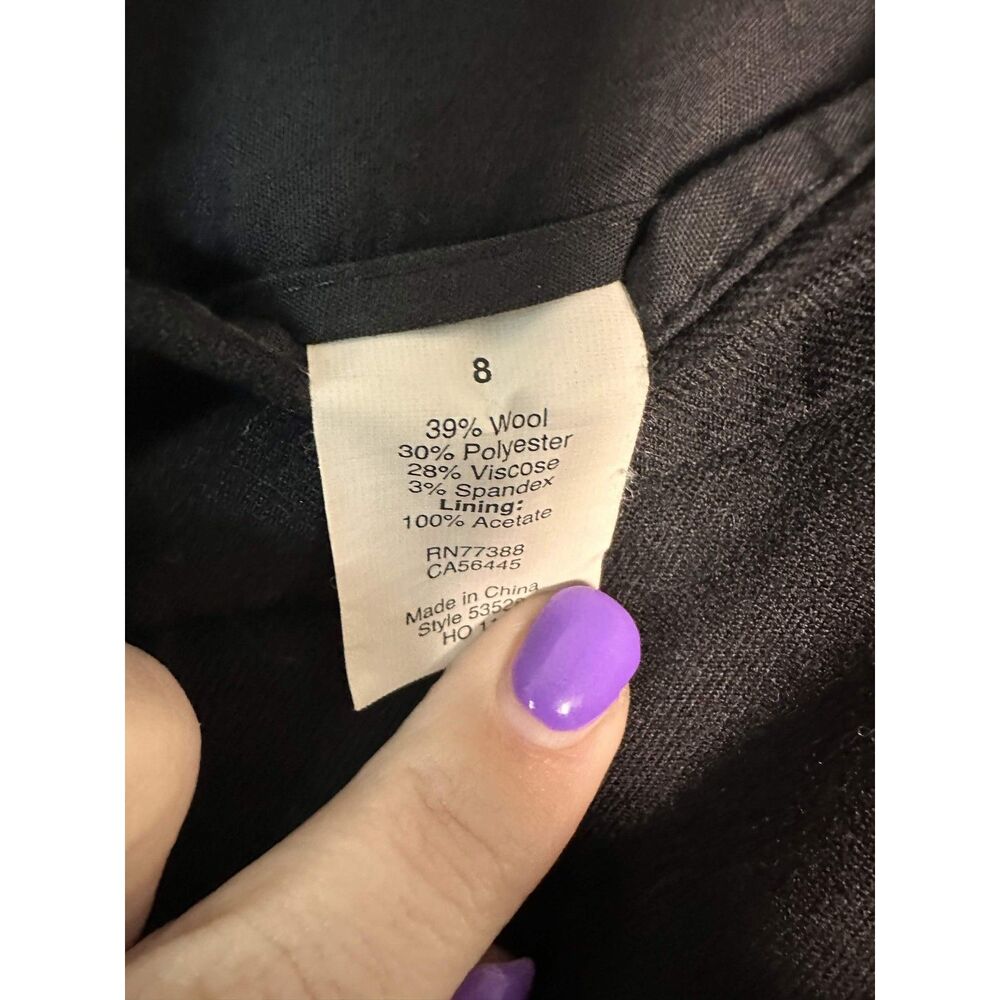 J Crew Factory Skimmer Pants Black Wool Blend Trousers 8 Ankle Cropped City Fit - Picture 4 of 7